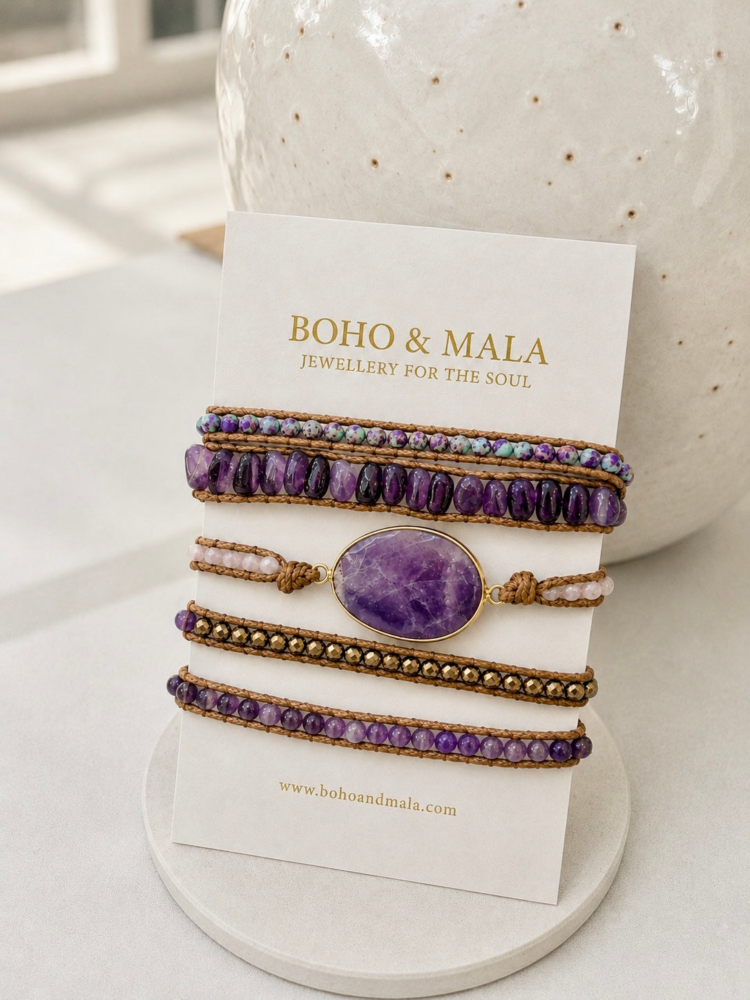 
                  
                    Handmade Amethyst Mixed Natural Stone Wrap Bracelet
                  
                