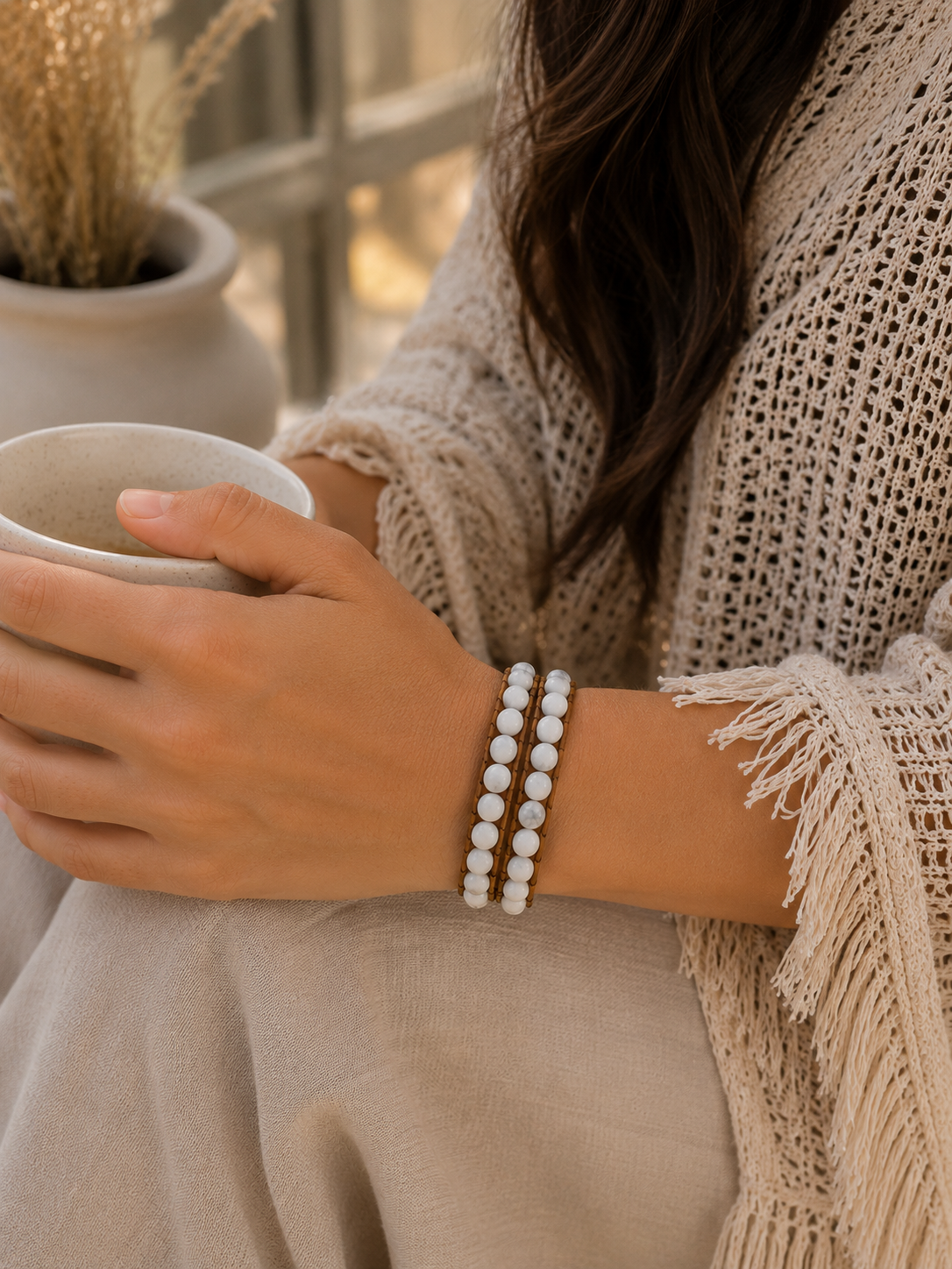 
                  
                    Handmade Howlite Mixed Natural Stone Wrap Bracelet
                  
                