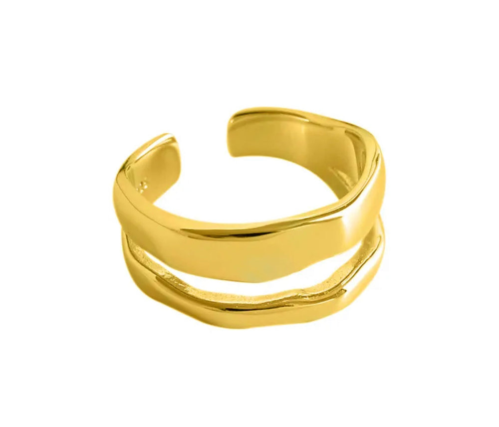 Boho & Mala Double 18k Gold Ring (adjustable)