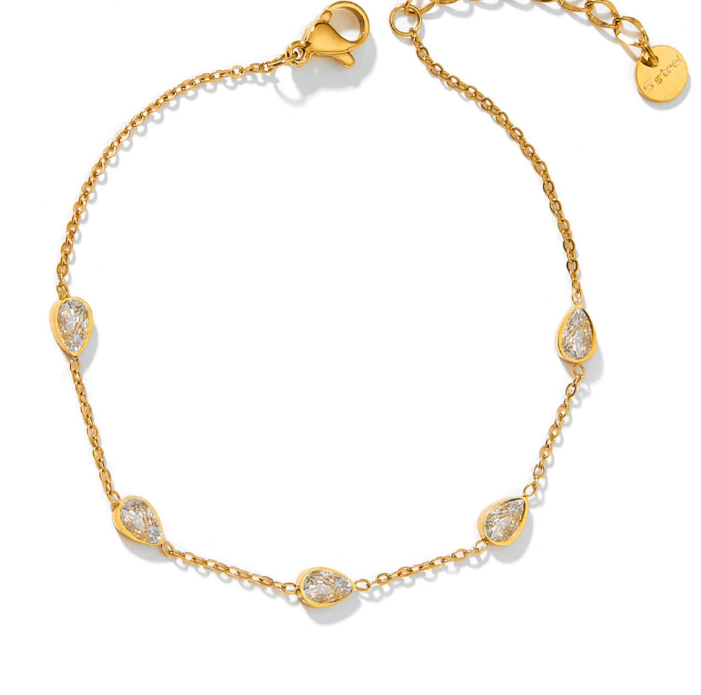 Boho & Mala Clear 18K Gold / Stainless Steel Anklet