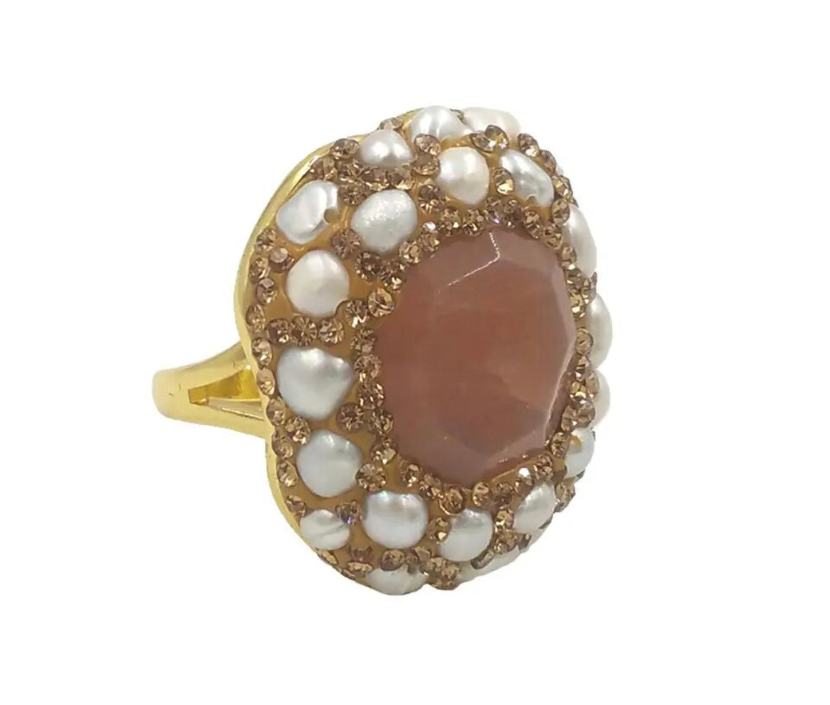 
                  
                    Boho & Mala Natural Mix Stone & Pearl Gold Ring (adjustable from size 7)
                  
                