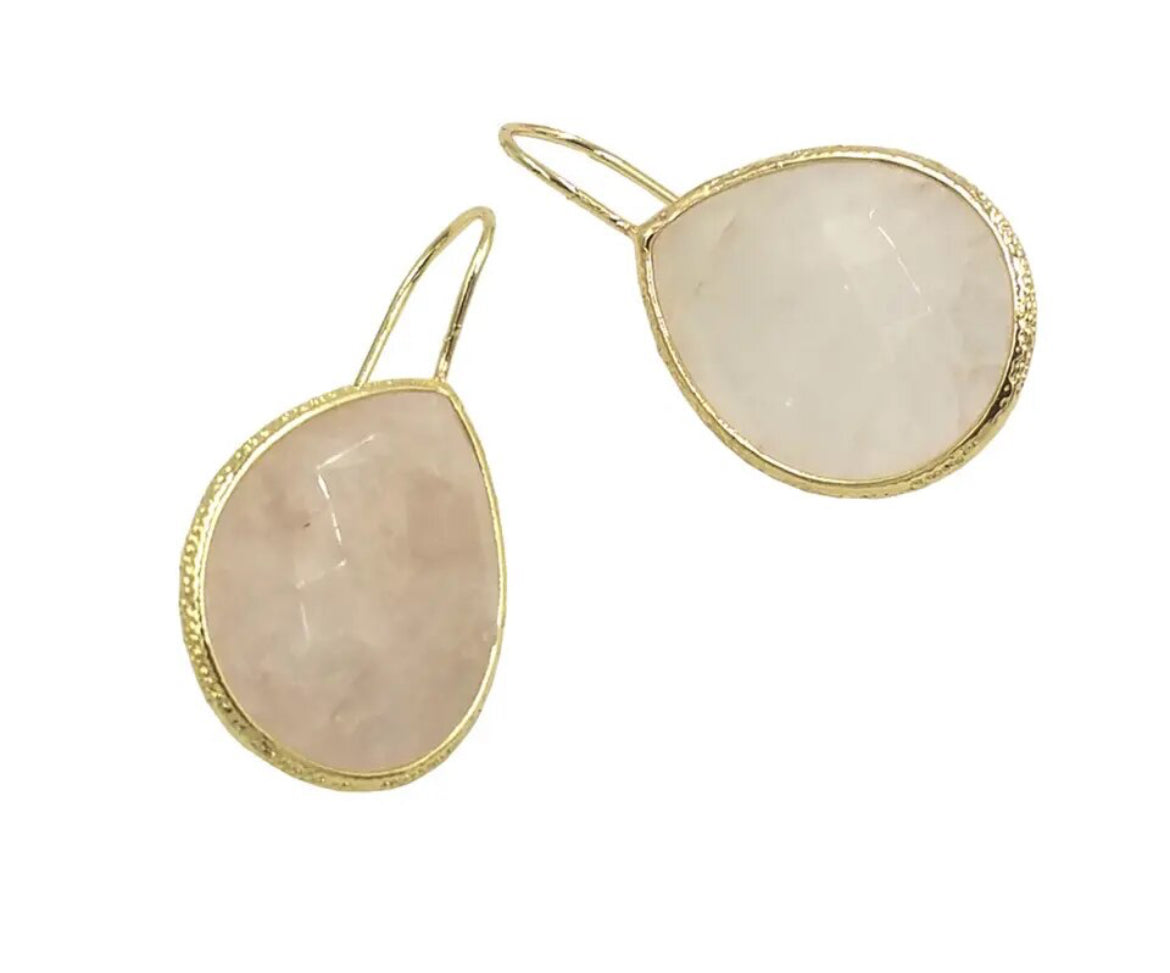 Boho & Mala Quartz Natural Stone Gold Plated Drop Earrings