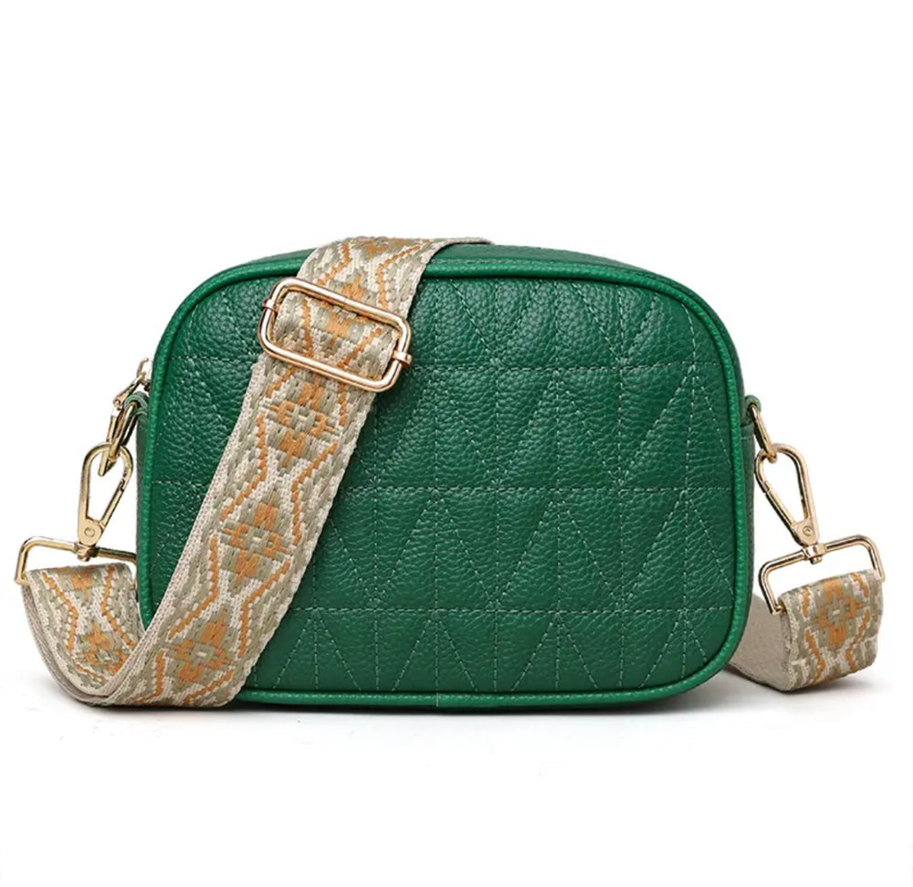 Boho & Mala Crossbody Leather Bag- Green B1034