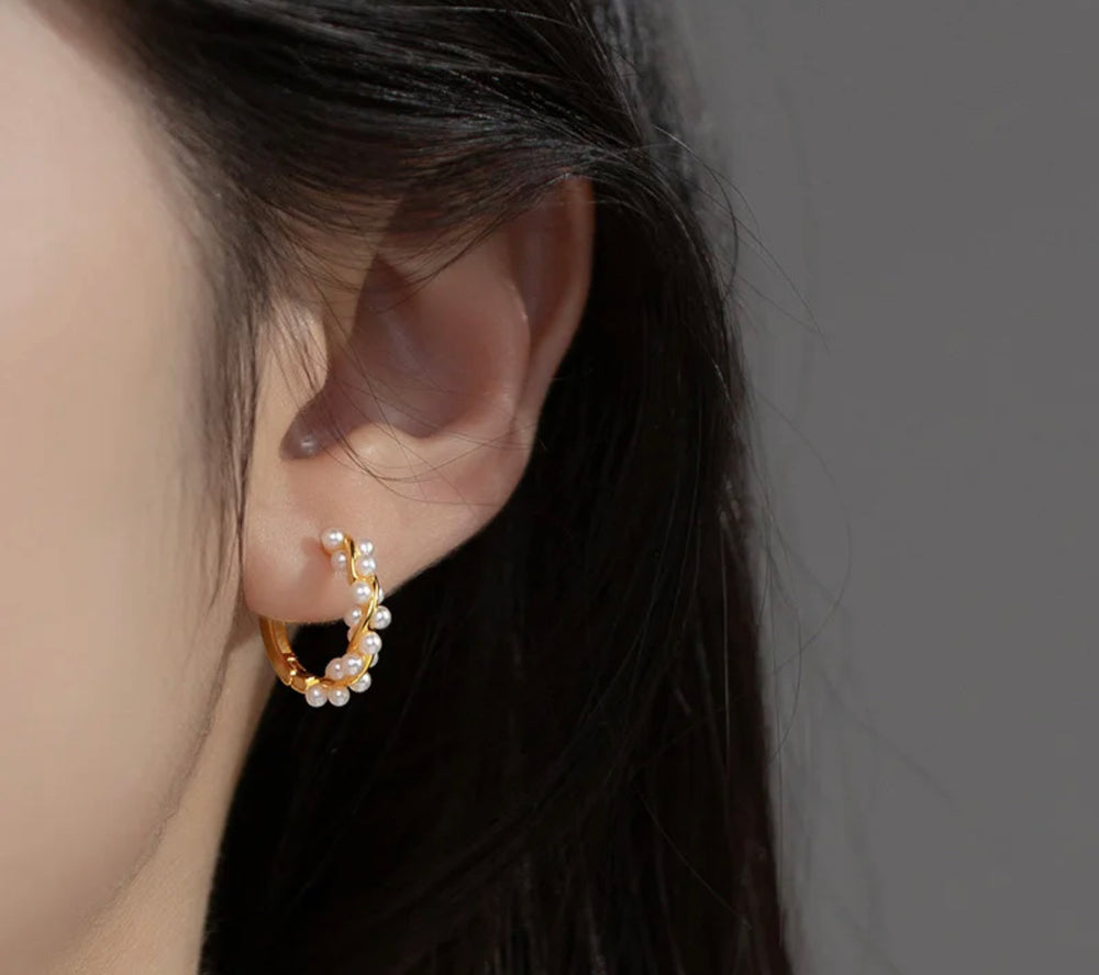 
                  
                    Boho & Mala Pearl 18k Gold Plated Hoop Earrings
                  
                