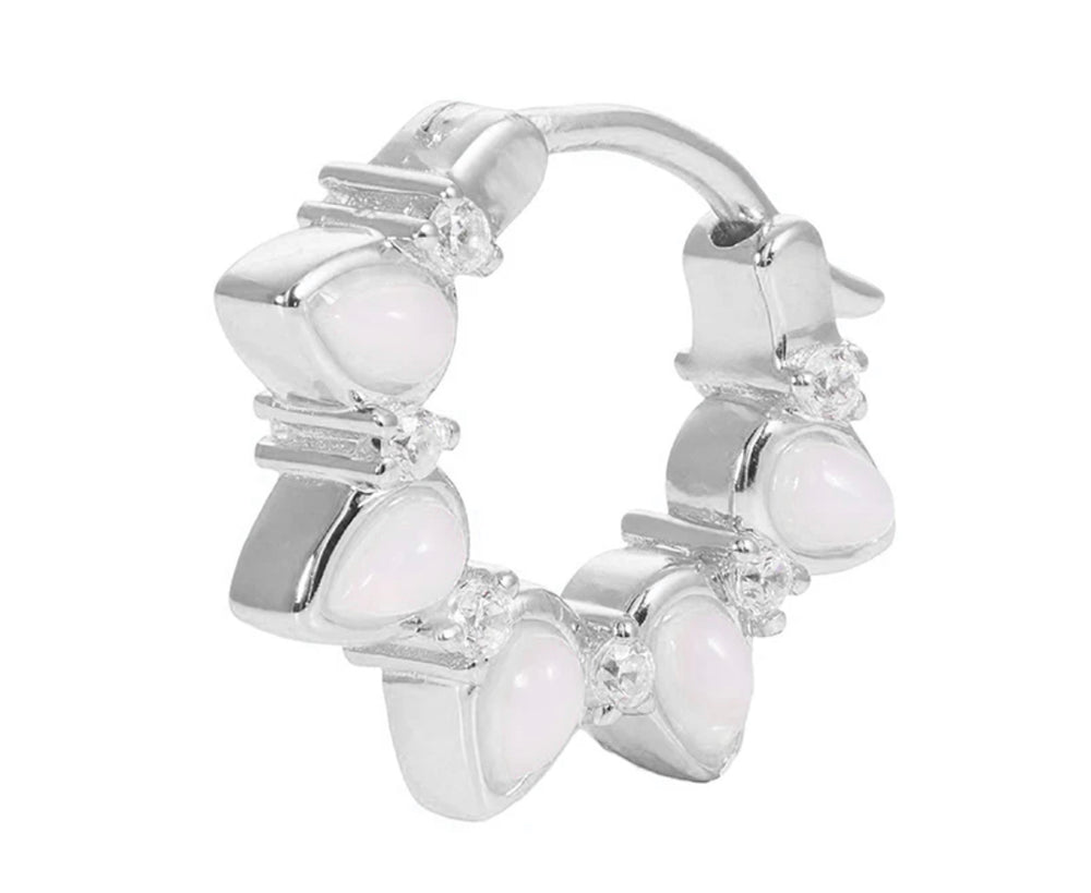 Boho & Mala Opal Sterling Silver Hoop Huggie Earrings