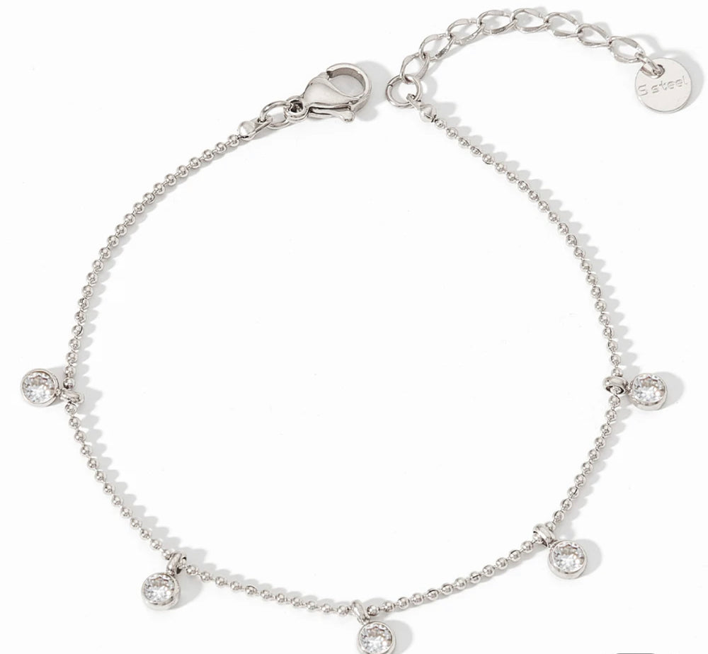 Boho & Mala Clear Stainless Steel Anklet