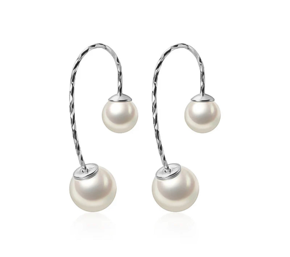 Boho & Mala Double Pearl Sterling Silver Earrings