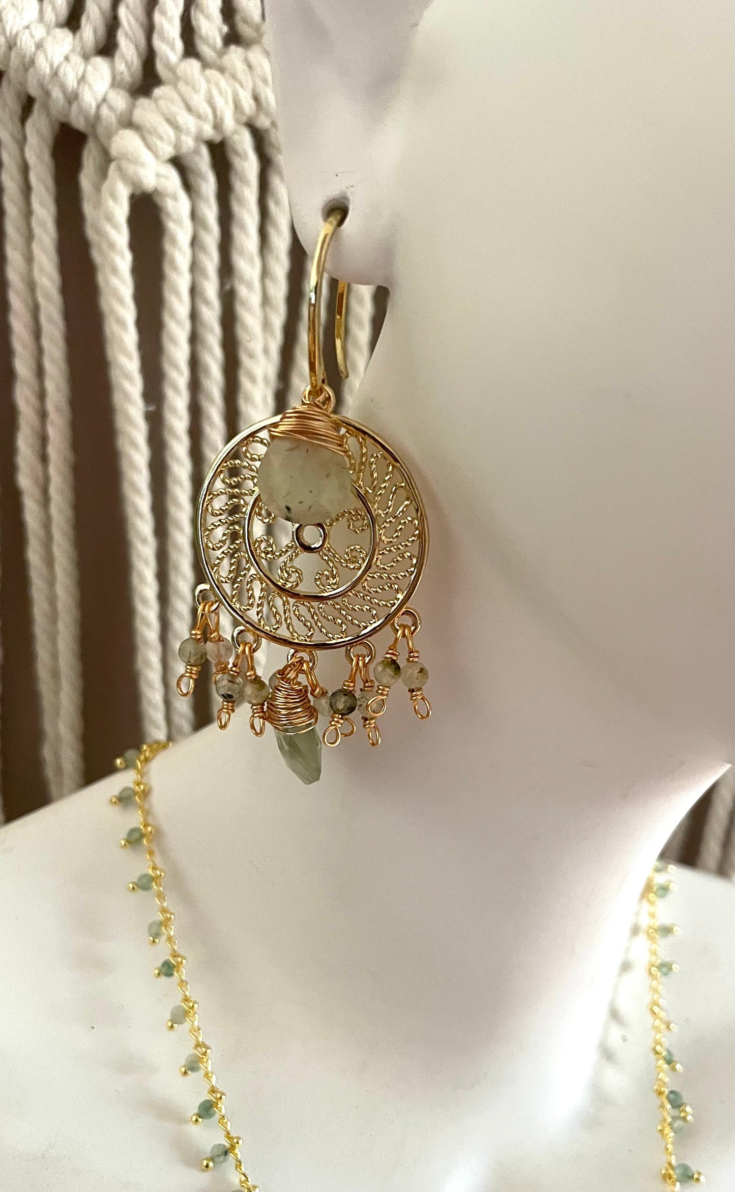 
                  
                    Boho & Mala Apricot Natural Stone Dreamcatcher Gold Plated Drop Earrings
                  
                