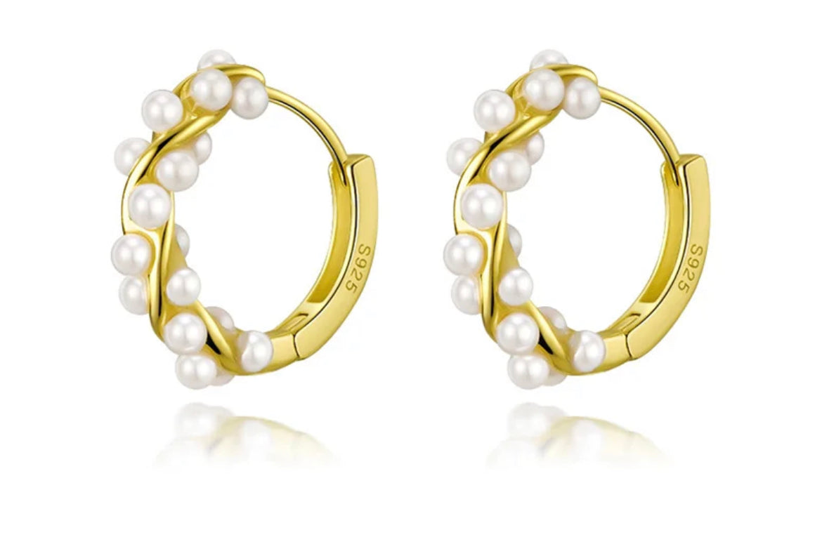 
                  
                    Boho & Mala Pearl 18k Gold Plated Hoop Earrings
                  
                