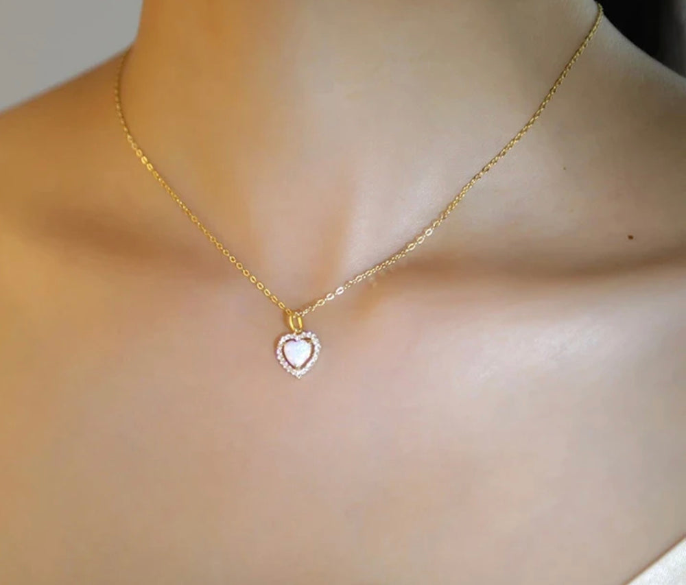 
                  
                    Boho & Mala Black Opal Heart 18k Gold Plated Necklace
                  
                