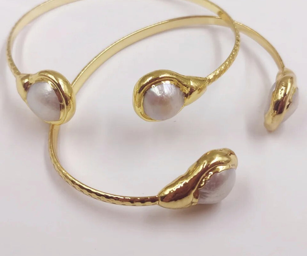 
                  
                    Boho & Mala Natural Pearl Brass Cuff Bracelet
                  
                