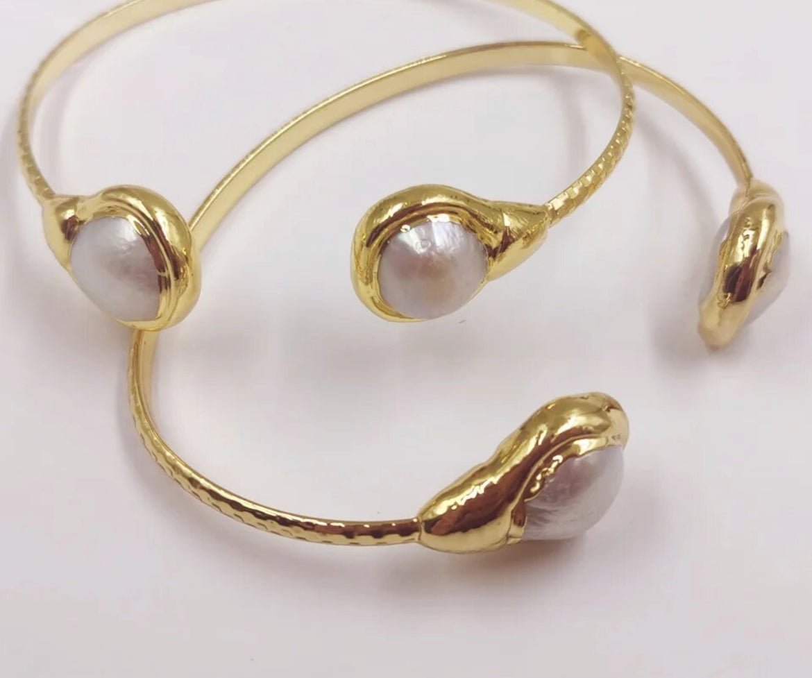 
                  
                    Boho & Mala Natural Pearl Brass Cuff Bracelet
                  
                