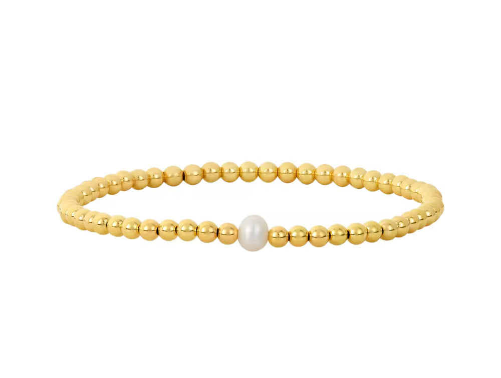 Boho & Mala Mini Freshwater Pearl Beaded Gold Bracelet