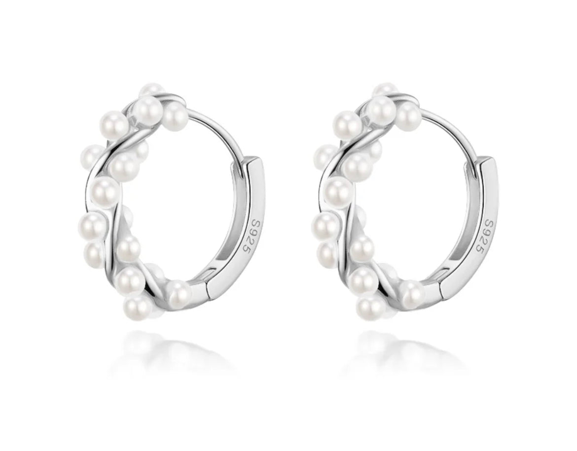 
                  
                    Boho & Mala Pearl Sterling Silver Hoop Earrings
                  
                