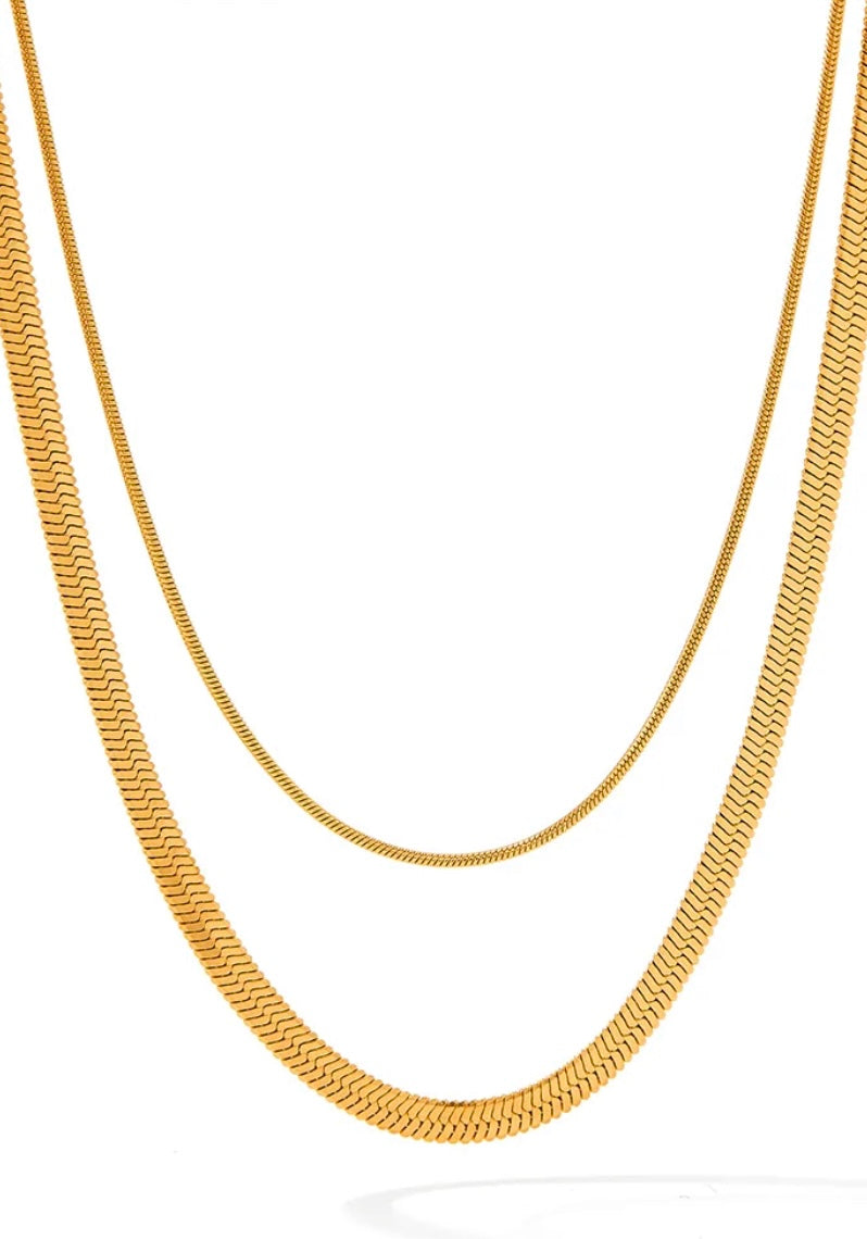 Boho & Mala Double Stainless Steel/18k Gold Plated Pendant Necklace