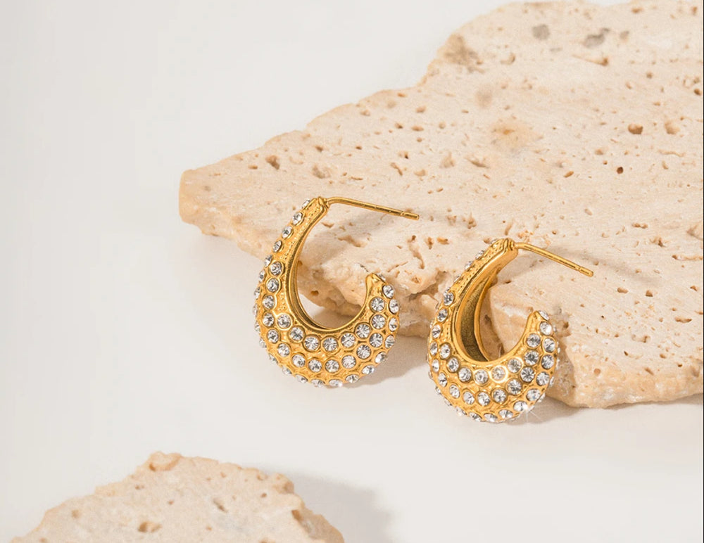 Boho & Mala Stainless Steel Gold Plated Stud Earrings