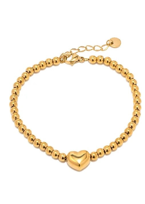 Boho & Mala Heart 18k Gold Plated Stainless Steel Bracelet