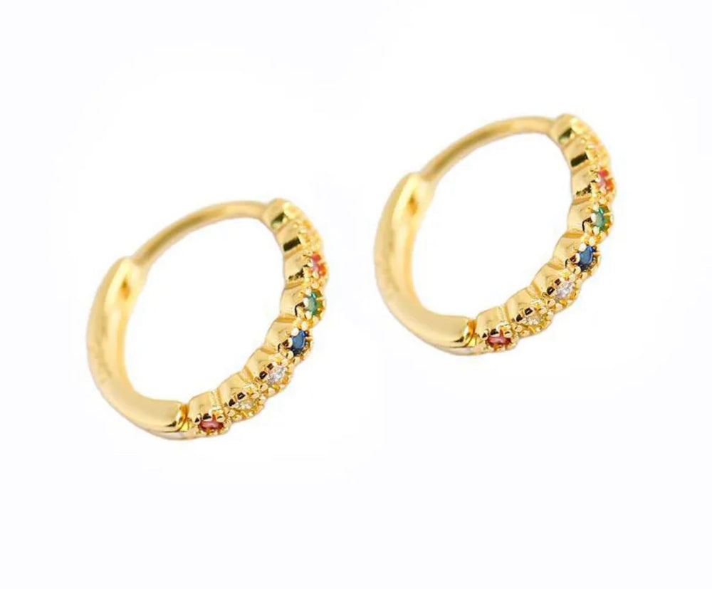 Boho & Mala Multi Huggies 18k Gold Plated Hoop Earrings