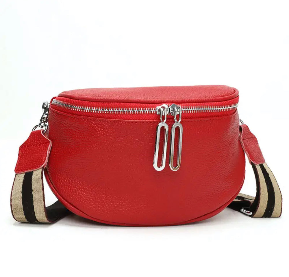 Boho & Mala Crossbody Leather Bag- Red B1009