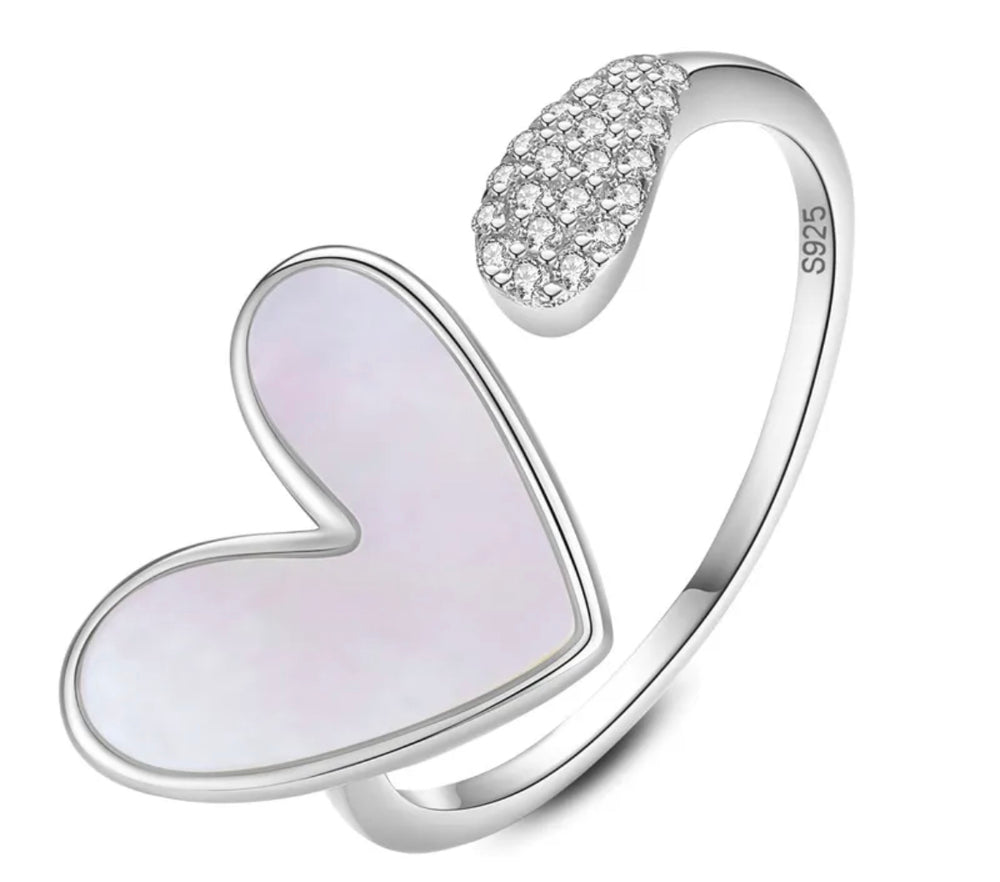 Boho & Mala Heart Sterling Silver Ring (adjustable)