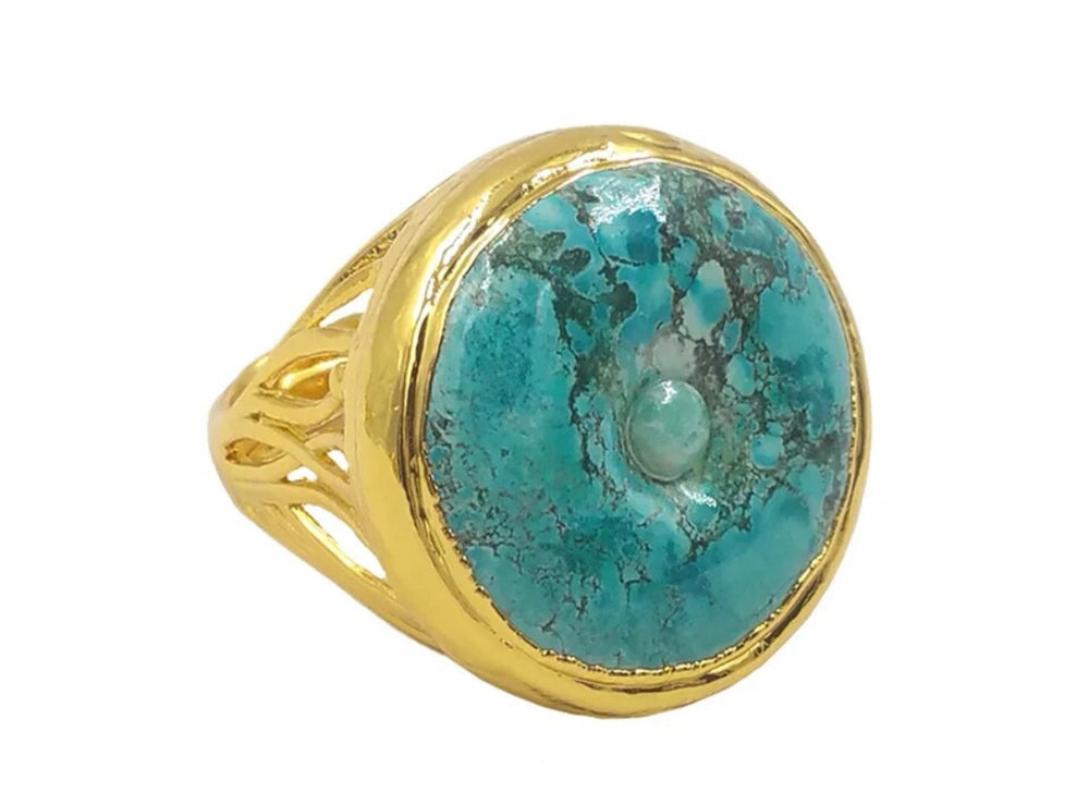 
                  
                    Boho & Mala Turquoise Gold Ring (adjustable from size 8)
                  
                