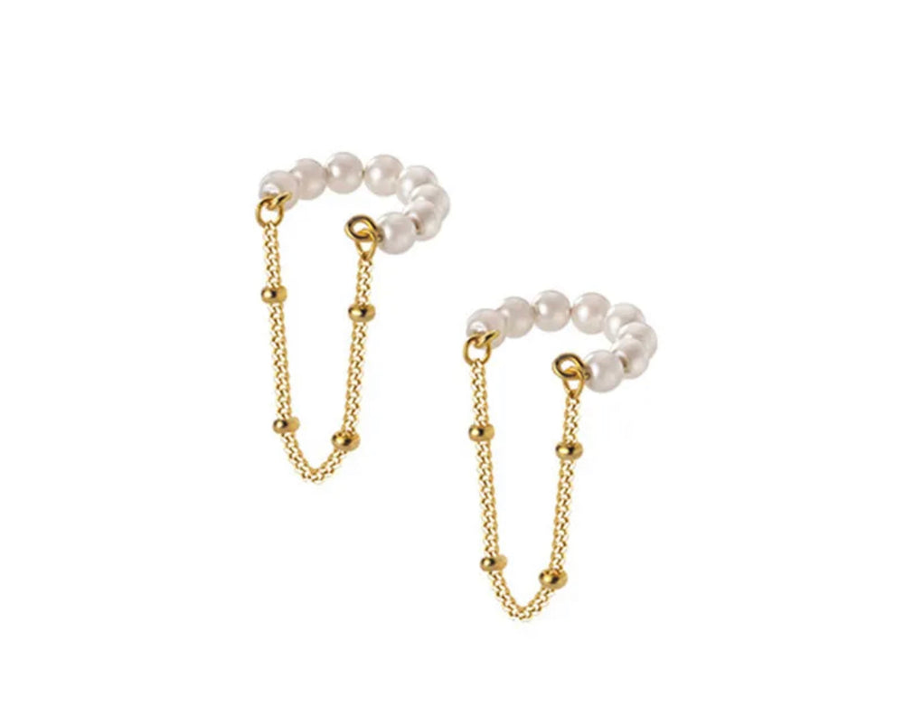 
                  
                    Boho & Mala Huggies Cuff Pearl 18k Gold Plated Earrings
                  
                