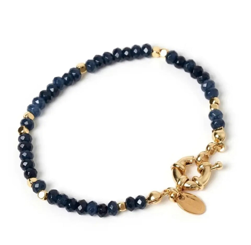 Boho & Mala Navy Gemstone Gold Bracelet