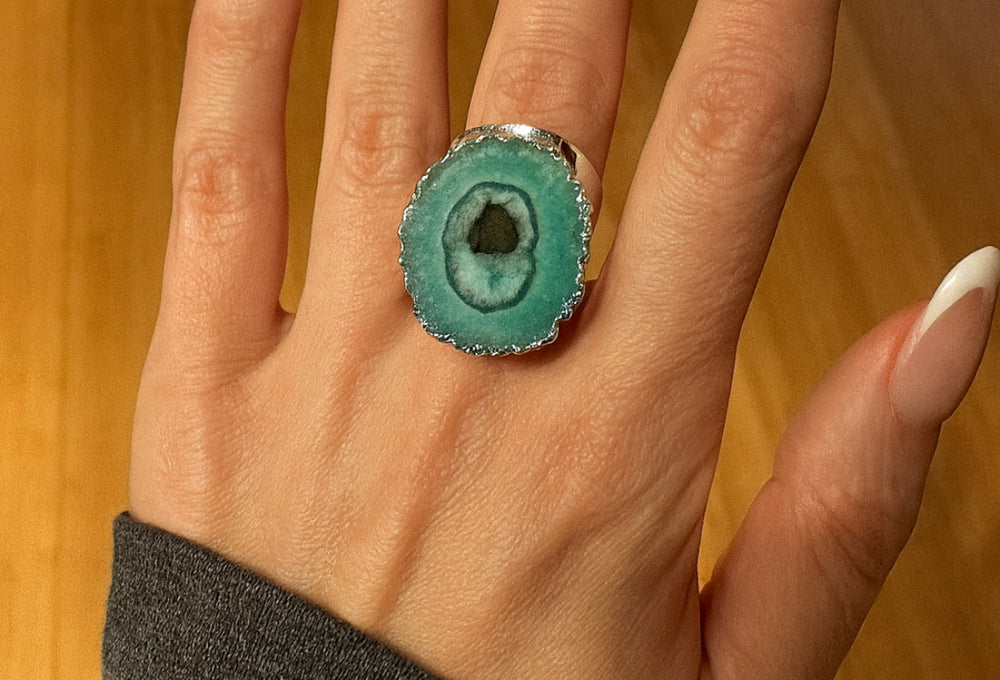 
                  
                    Boho & Mala Green Solar Quartz Silver Ring
                  
                
