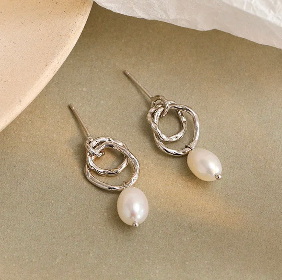Boho & Mala Pearl Sterling Silver Stud Earrings