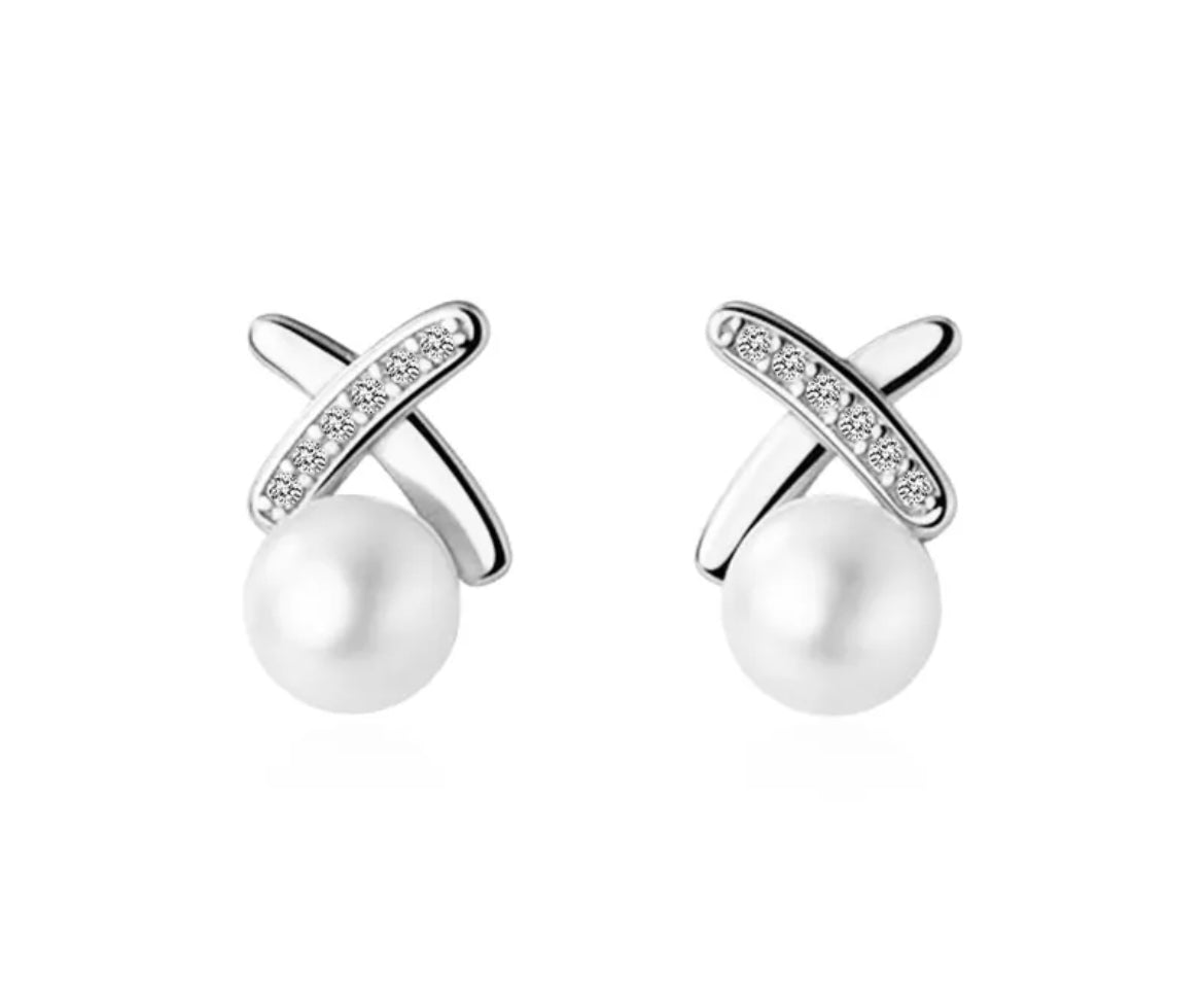 
                  
                    Boho & Mala Pearl Cross Sterling Silver Stud Earrings
                  
                
