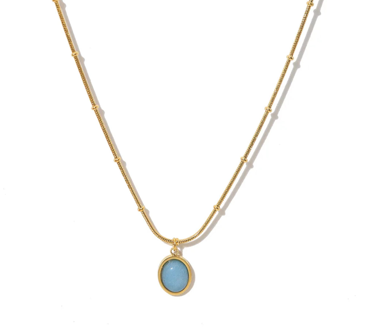 
                  
                    Boho & Mala Stone Stainless Steel/18k Gold Plated Pendant Necklace
                  
                