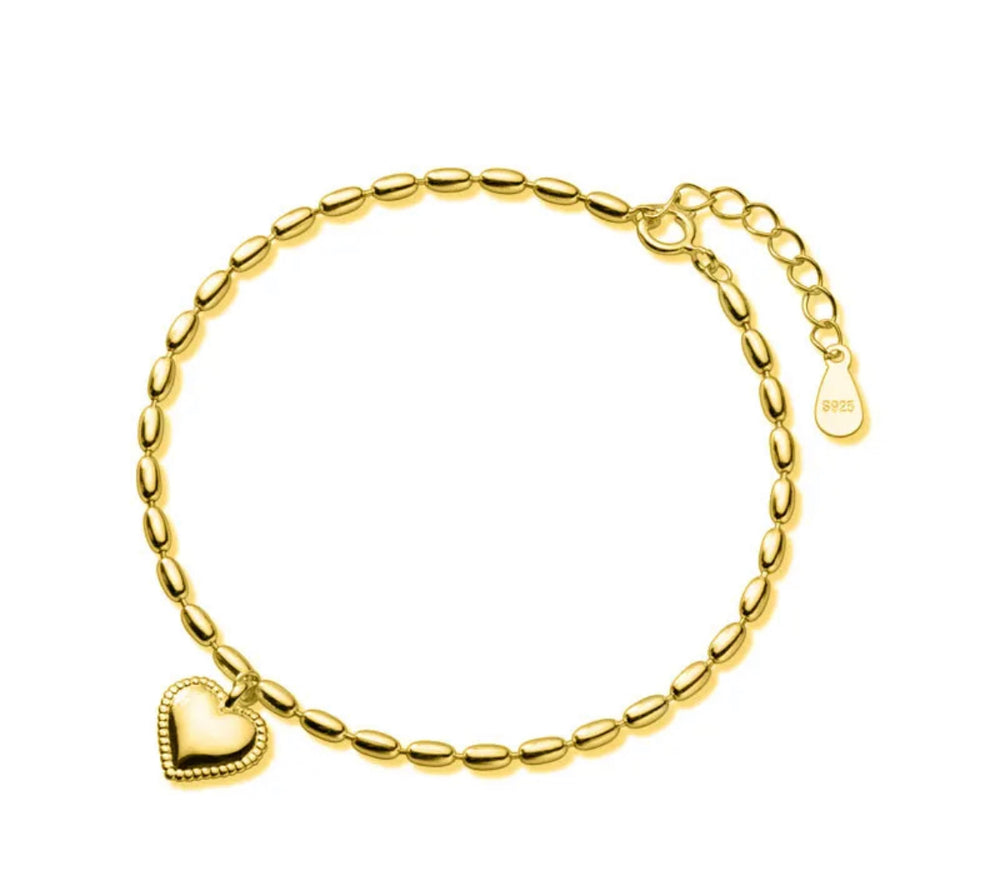 Boho & Mala Heart 18k Gold Bracelet