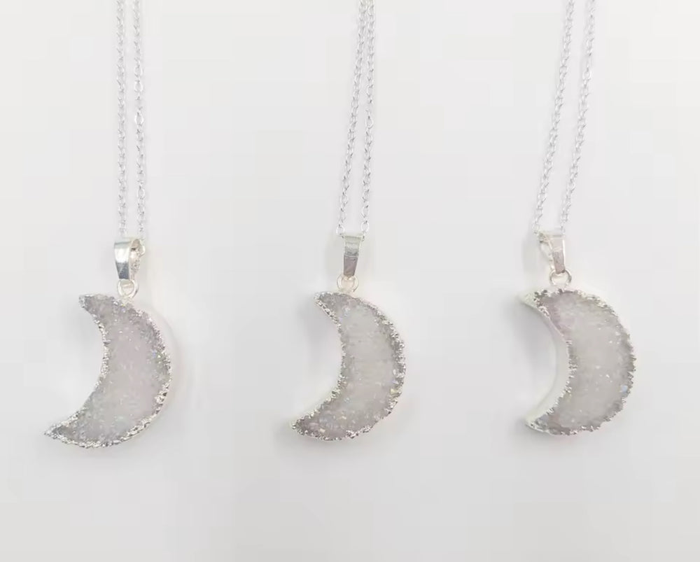 
                  
                    Boho & Mala Moon Druzy Silver Necklace
                  
                