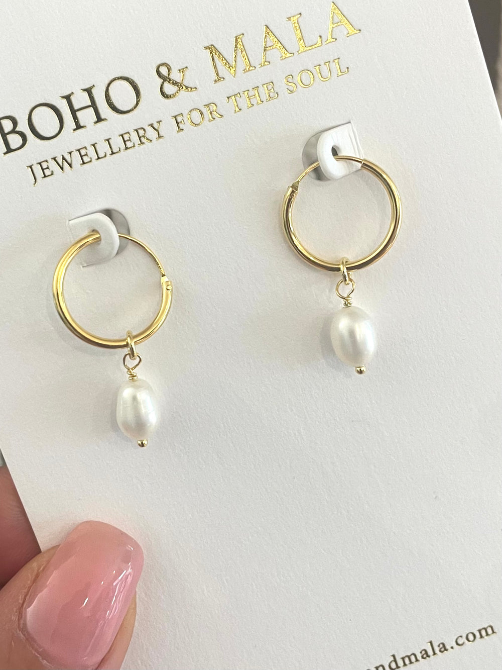 Boho & Mala Pearl 18k Gold Plated Hoop Earrings