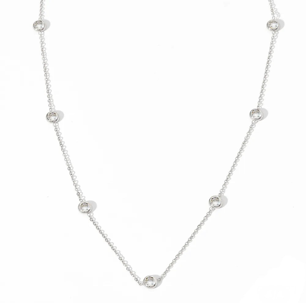 Boho & Mala Clear Zirconia Stainless Steel Pendant Necklace