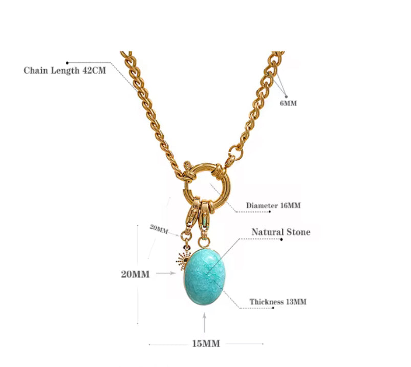 
                  
                    Natural Blue Stone Gold Plated Stainless Steel Waterproof & Tarnish-Free Necklaces- Boho Jewellery For Everyday Wear
                  
                