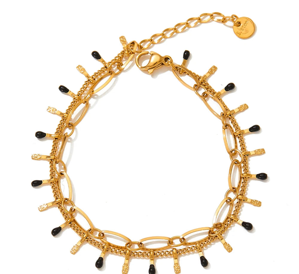 
                  
                    Boho & Mala Clear Double Chain Gold Plated / Stainless Steel Bracelet
                  
                