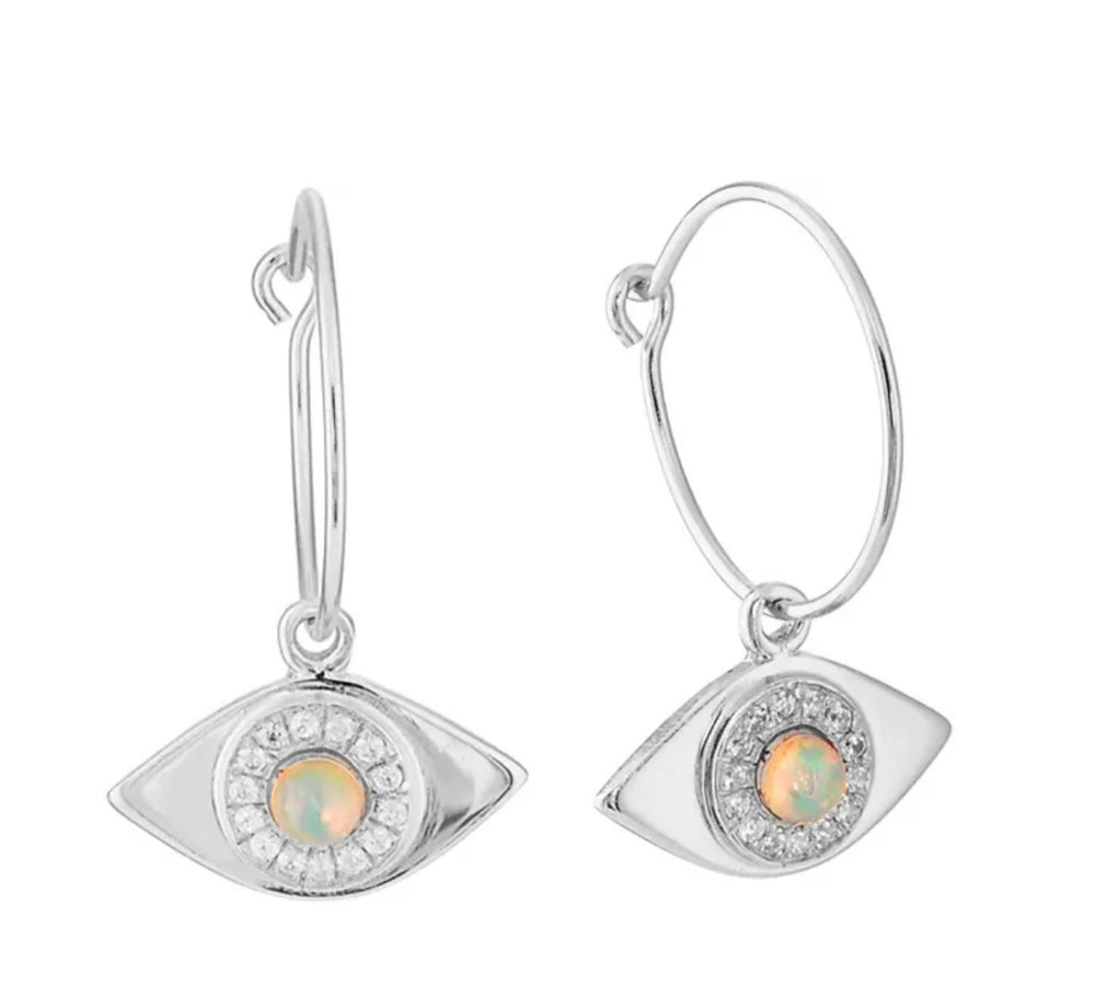 
                  
                    Boho & Mala Opal Eye Sterling Silvet Hoop Earrings
                  
                