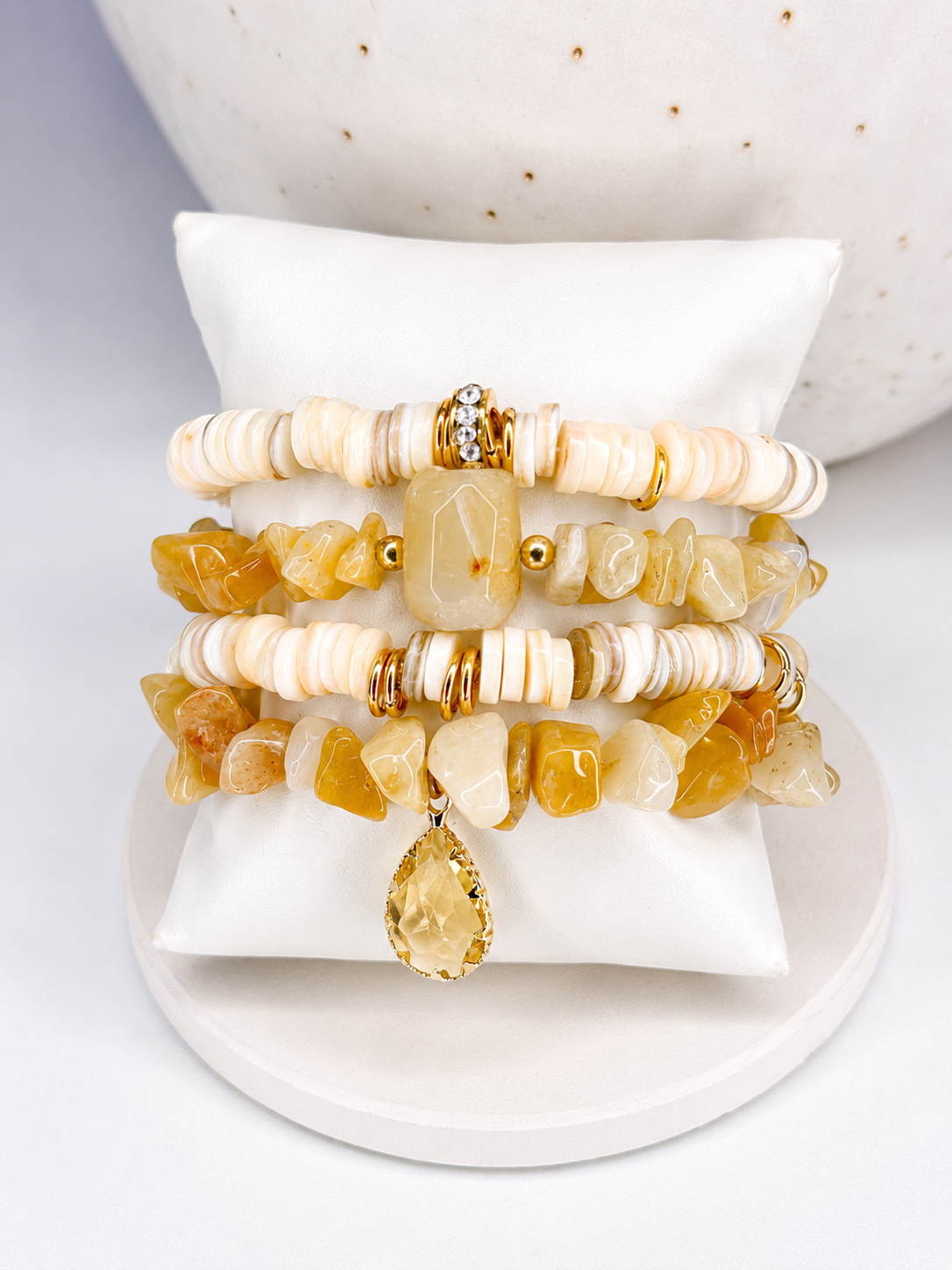 
                  
                    Honey Glow Stone Mix Elastic Bracelet Stackable Set
                  
                
