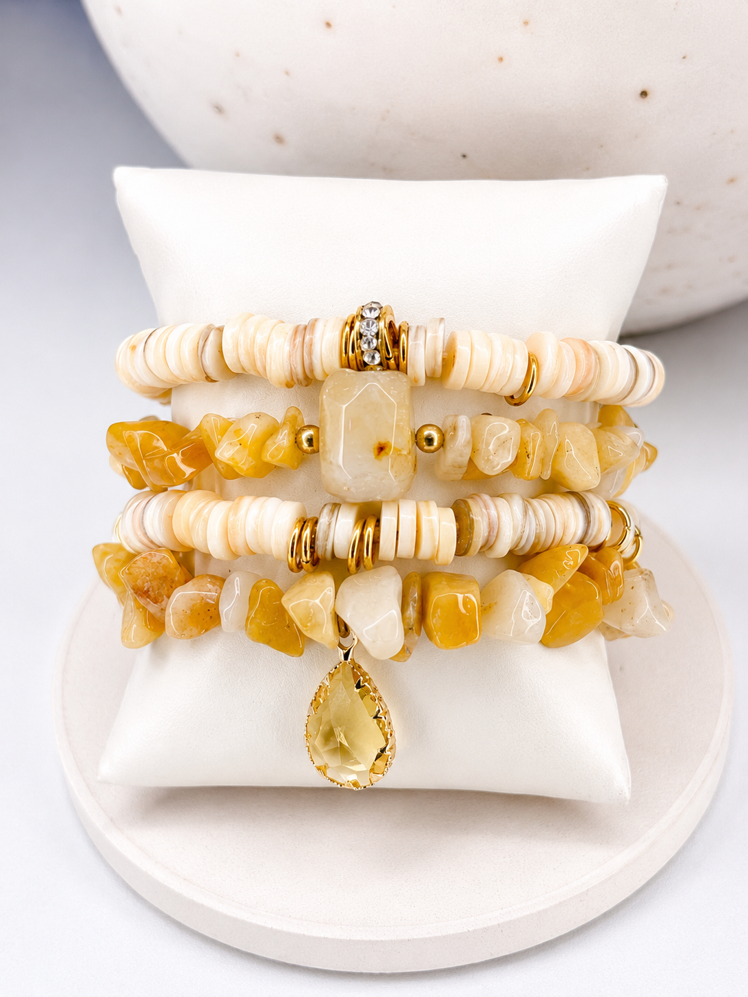 
                  
                    Honey Glow Stone Mix Elastic Bracelet Stackable Set
                  
                