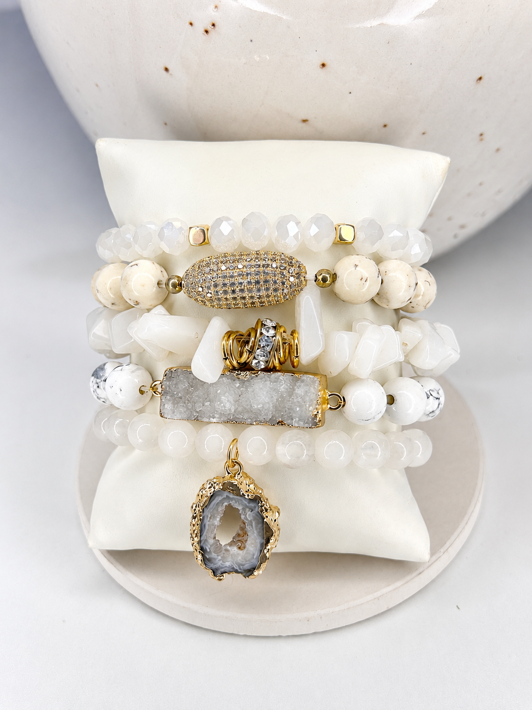 
                  
                    Ivory Luxe Stone Mix Elastic Bracelet Stackable Set
                  
                