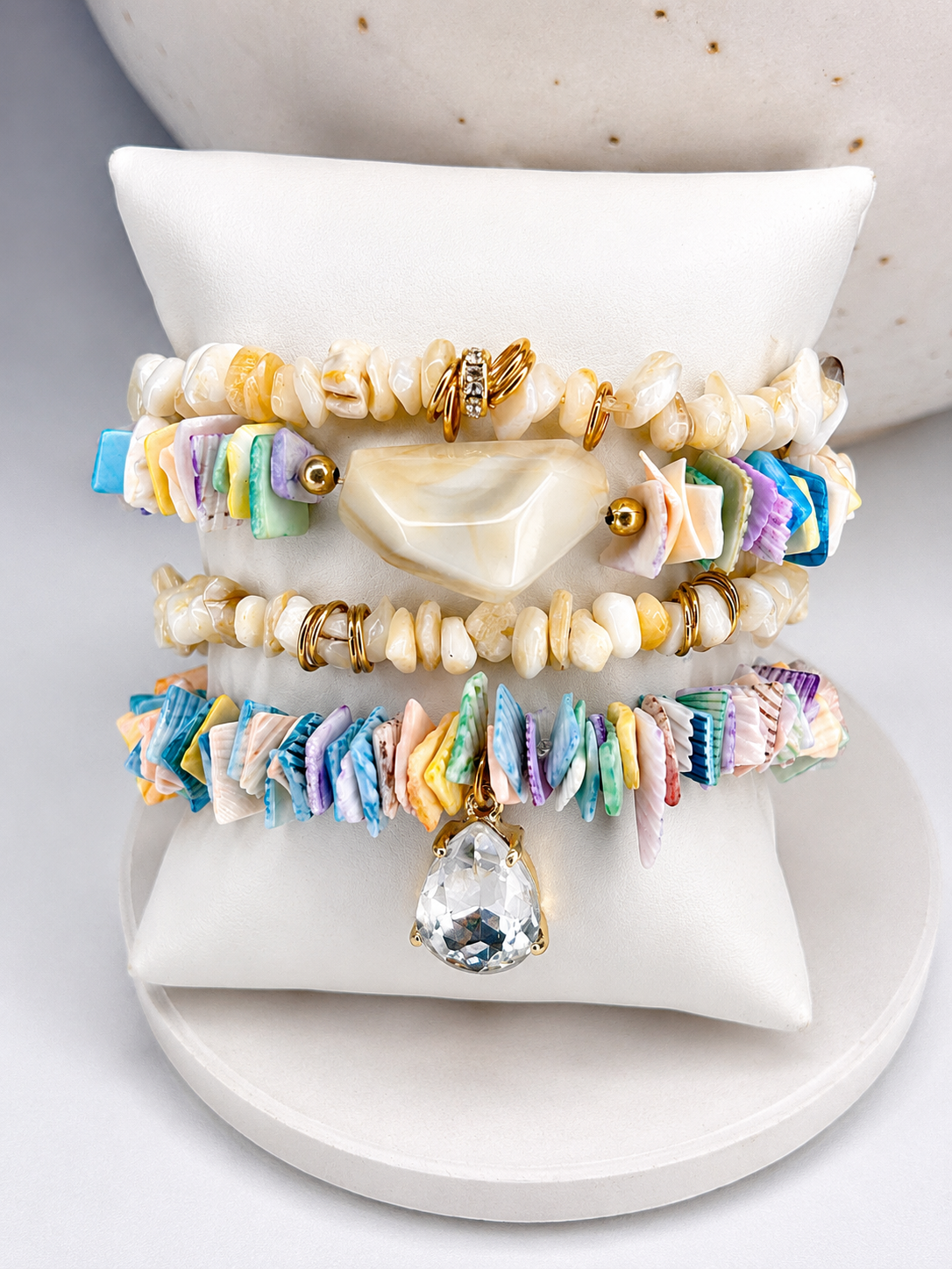 
                  
                    Seashell Festival Stone Mix Elastic Bracelet Stackable Set
                  
                