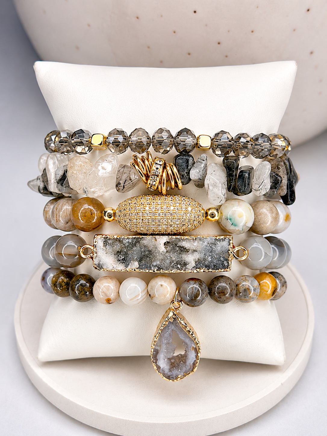 
                  
                    Moonstone Canyon Stone Mix Elastic Bracelet Stackable Set
                  
                