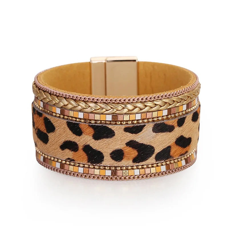 Boho & Mala Animal Print PU Leather Bracelet