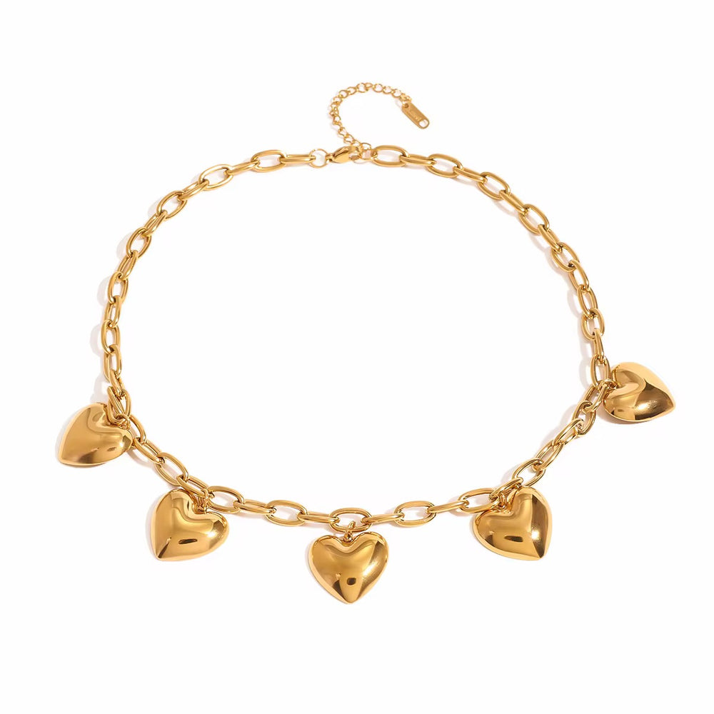 Boho & Mala Heart Stainless Steel/18k Gold Plated Pendant Necklace