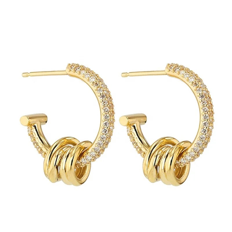 Boho & Mala Pearl Stud 18k Gold Plated Hoop Earring