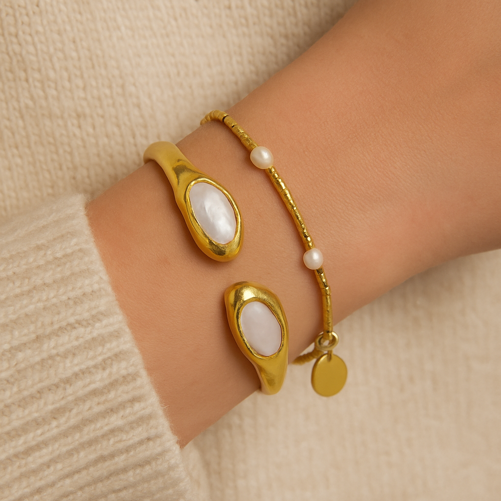 
                  
                    Boho & Mala Freshwater Pearl Gold Cuff Bracelet 67208389
                  
                