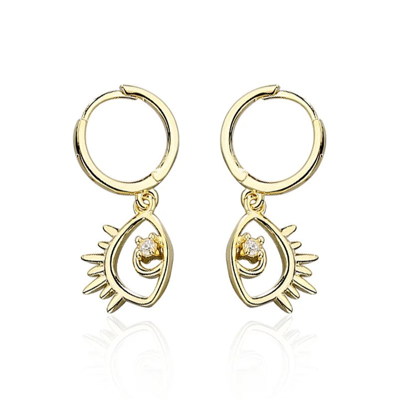 Boho & Mala Huggies Eye 18k Gold Plated Hoop Earrings