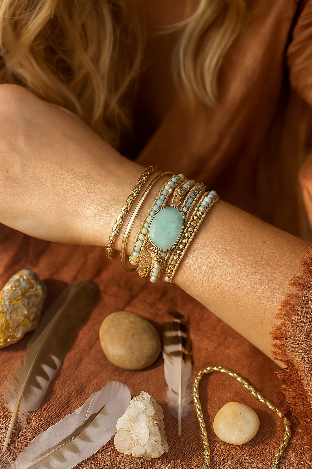 Boho & Mala Stone 5 Wrap Bracelet