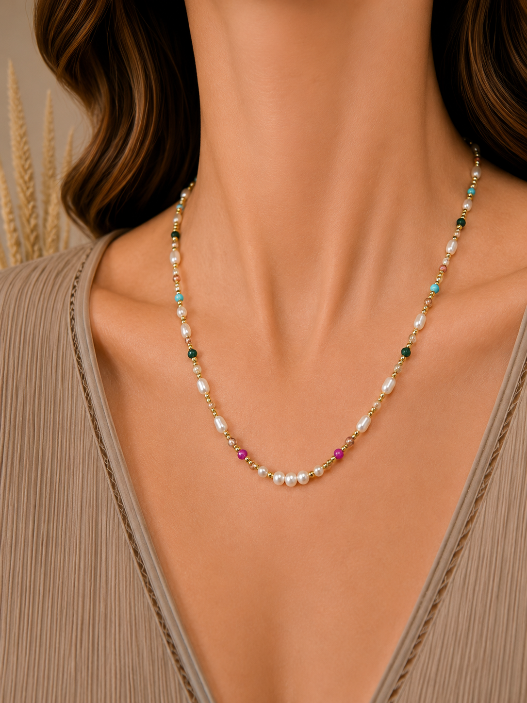 
                  
                    Boho & Mala Trendy Freshwater Pearl/Beads Necklace SCN1016
                  
                